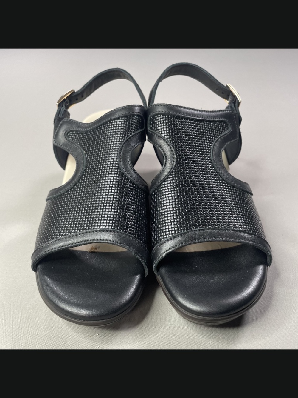NEW SAS Shoes Womens 8.5 black brown leather wedge heels sandals casual summer - Picture 3 of 12